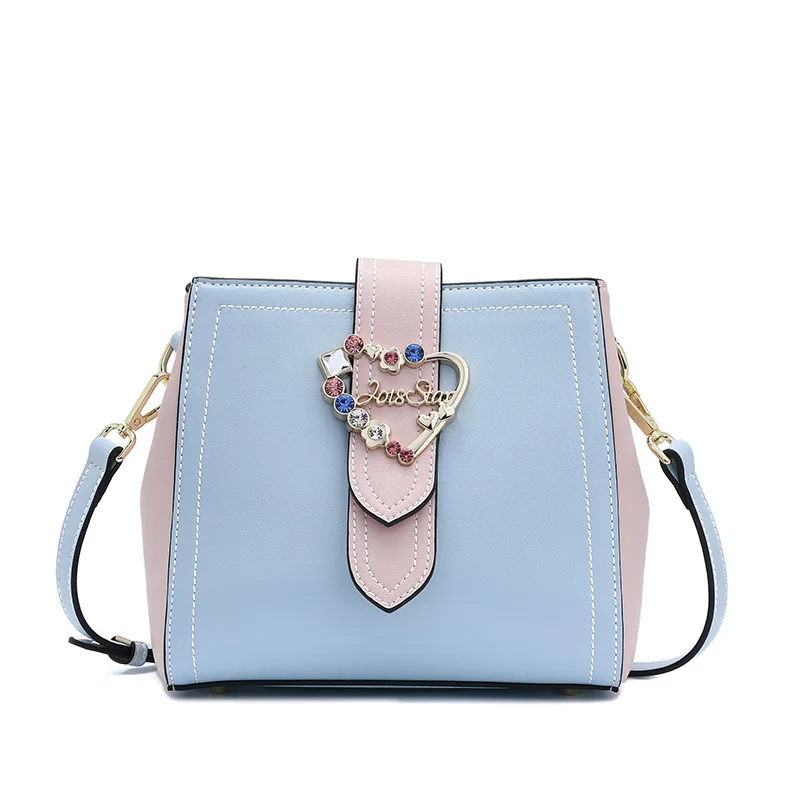 

2018 autumn and winter new fashion shoulder bag trend crossbody bag casual hit color diamond bucket bag handbag