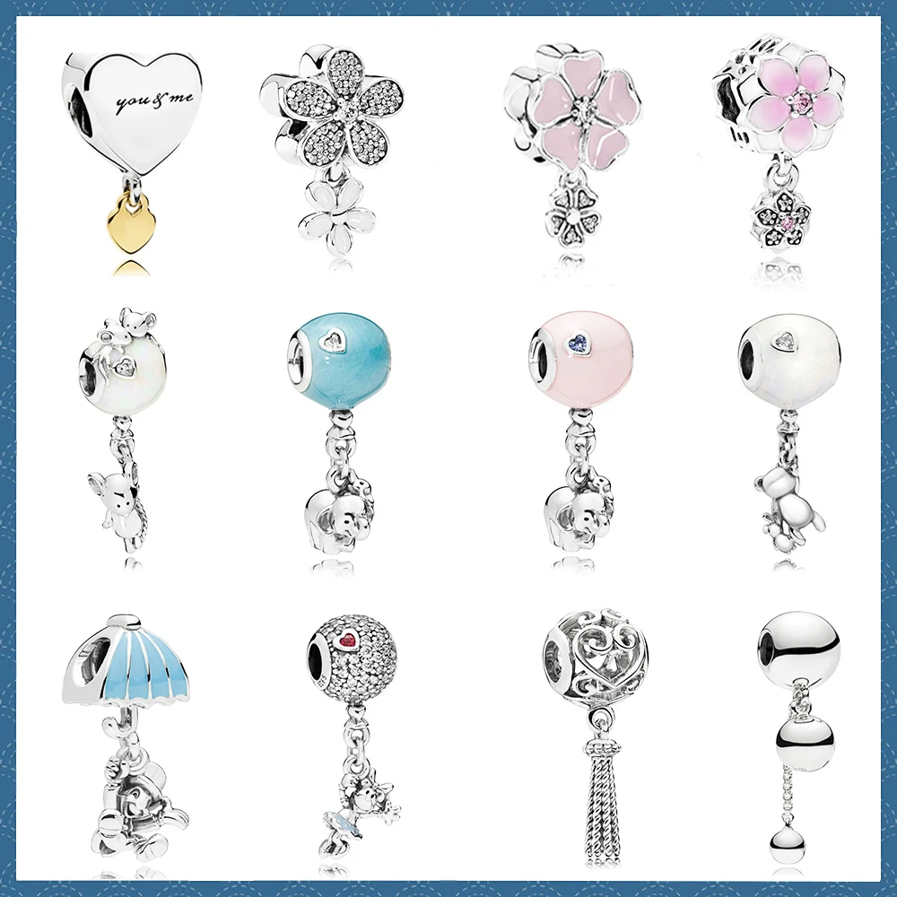 

Silver 925 Jewelry Poetic Bloom Primrose Pendant Floating Hanging Elephant Mouse String Of Beads And Balloon Hanging Charm bead