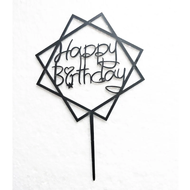 1Pcs Gold Black Happy Birthday Cake Topper Acrylic Birthday Cake Flags Cake Decorations Wedding Supplies 1Pcs Gold Black Happy Birthday Cake Topper Acrylic Birthday Cake Flags Cake Decorations Wedding Supplies
