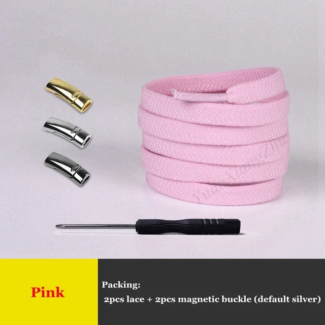 1Pair Elastic Magnetic 1Second Locking ShoeLaces Creative Quick No Tie Shoe laces Kids Adult Unisex Shoelace Sneakers Shoe Laces Pink