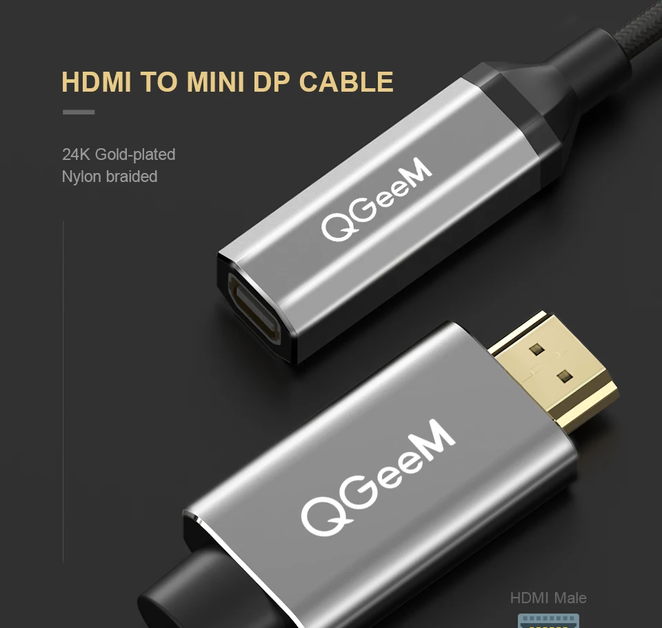 QGeeM HDMI к Mini DisplayPort конвертер Кабель-адаптер 4 к x 2 к HDMI к Mini DP адаптер для HDMI оборудованных систем Mini DP к HDMI