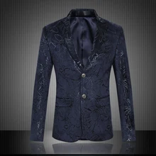 Большой Размеры Принт блейзер Для мужчин бренд-одежда 6XL 5XL Национальный стиль темно-Для мужчин Блейзер Slim Fit Blazer masculino Новинка года