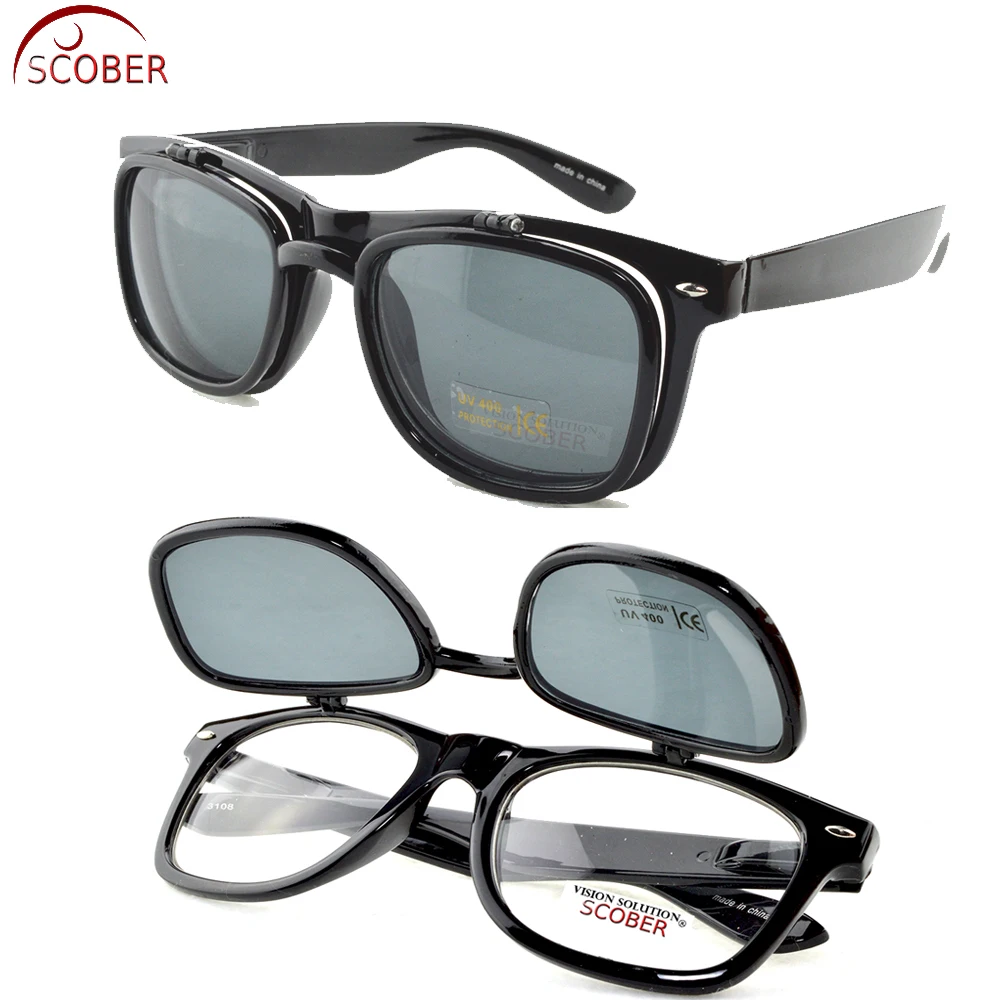 = SCOBER = Flip Double Reading Glasses Classic Retro Flip Up Down