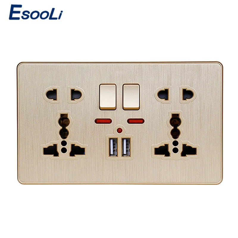Esooli настенная розетка двойная универсальная 5 отверстий переключаемая 2.1A