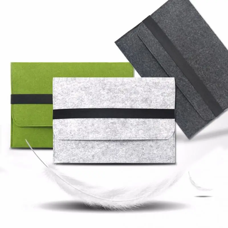 

High Quality Wool Felt Inner Notebook Laptop Sleeve Bag Case Over-grown Type Carrying Handle Bag For Macbook Air/Pro/Retina