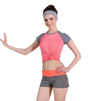 

Women'S Sets Fitness Sportswear Female Workout Sports Clothing Athletic Running Suit Active Elastic Quick Dry Crop Top Shorts