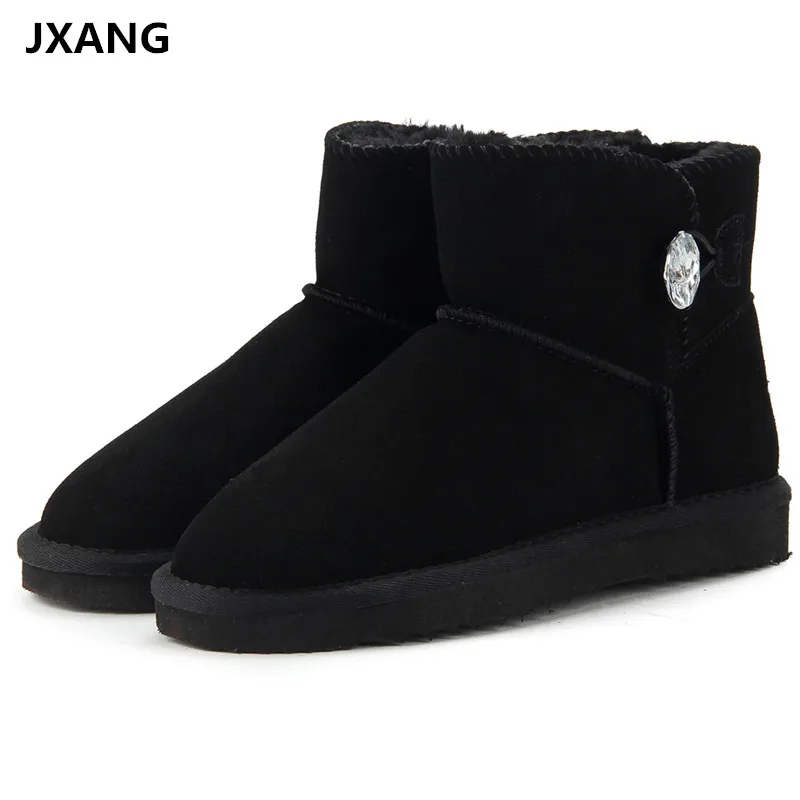 

JXANG Brand Hot Sale Women Snow Boots 100% Genuine Cowhide Leather Ankle Boots Warm Winter Boots Woman Shoes 12 Colour