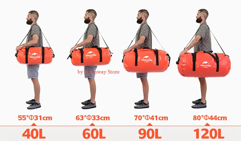 Naturehike Большая вместительная водонепроницаемая сумка, толстая 500D большая сумка для путешествий, дождя, плавания, велосипеда, автомобиля, гребли, сухая сумка, походный рюкзак