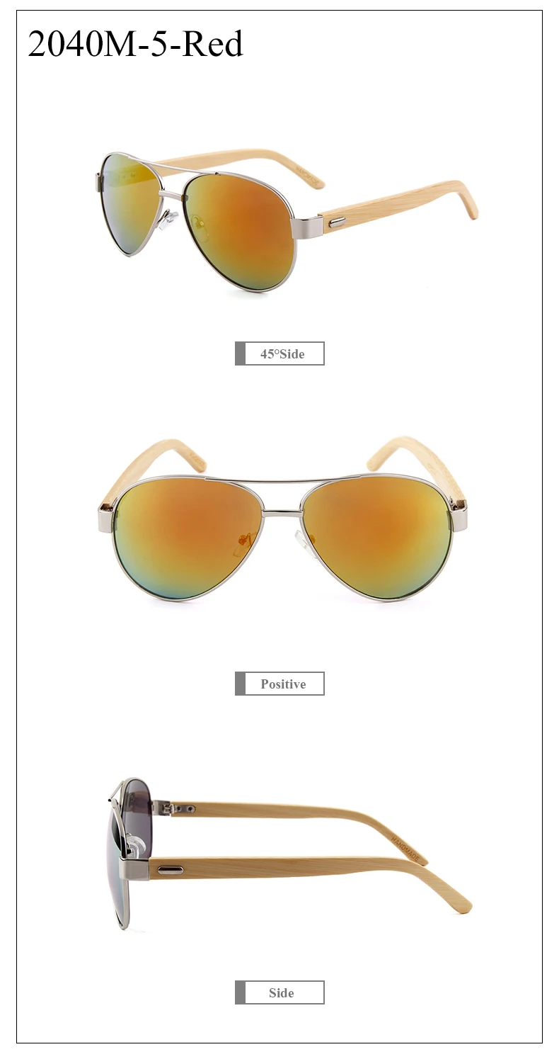 CONCHEN деревянные очки Пилот металлические солнцезащитные очки с оправой из бамбука для Для женщин