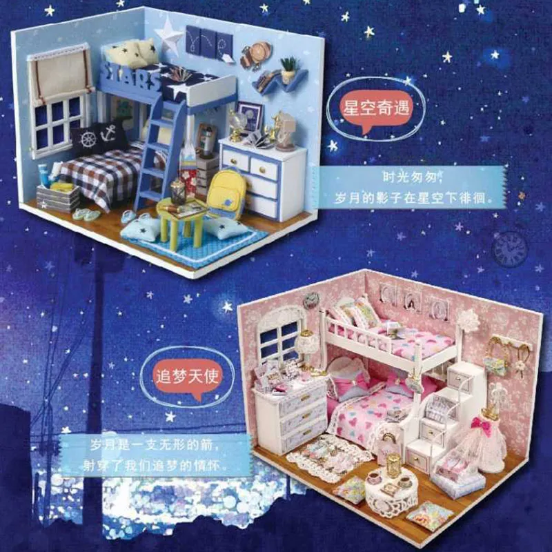 1 مجموعة الاطفال الفتيات DIY بيت الدمية تجميع منازل دمية المنمنمات دمية مجموعة اثاث عدة لعب للأطفال هدية عيد ميلاد