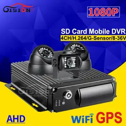 WI-FI gps 1080 P AHD 4CH SD автомобильный видеорегистратор Регистраторы с 3 шт. 2.0MP HD Автобус Камера Поддержка реального время удаленный ПК телефон