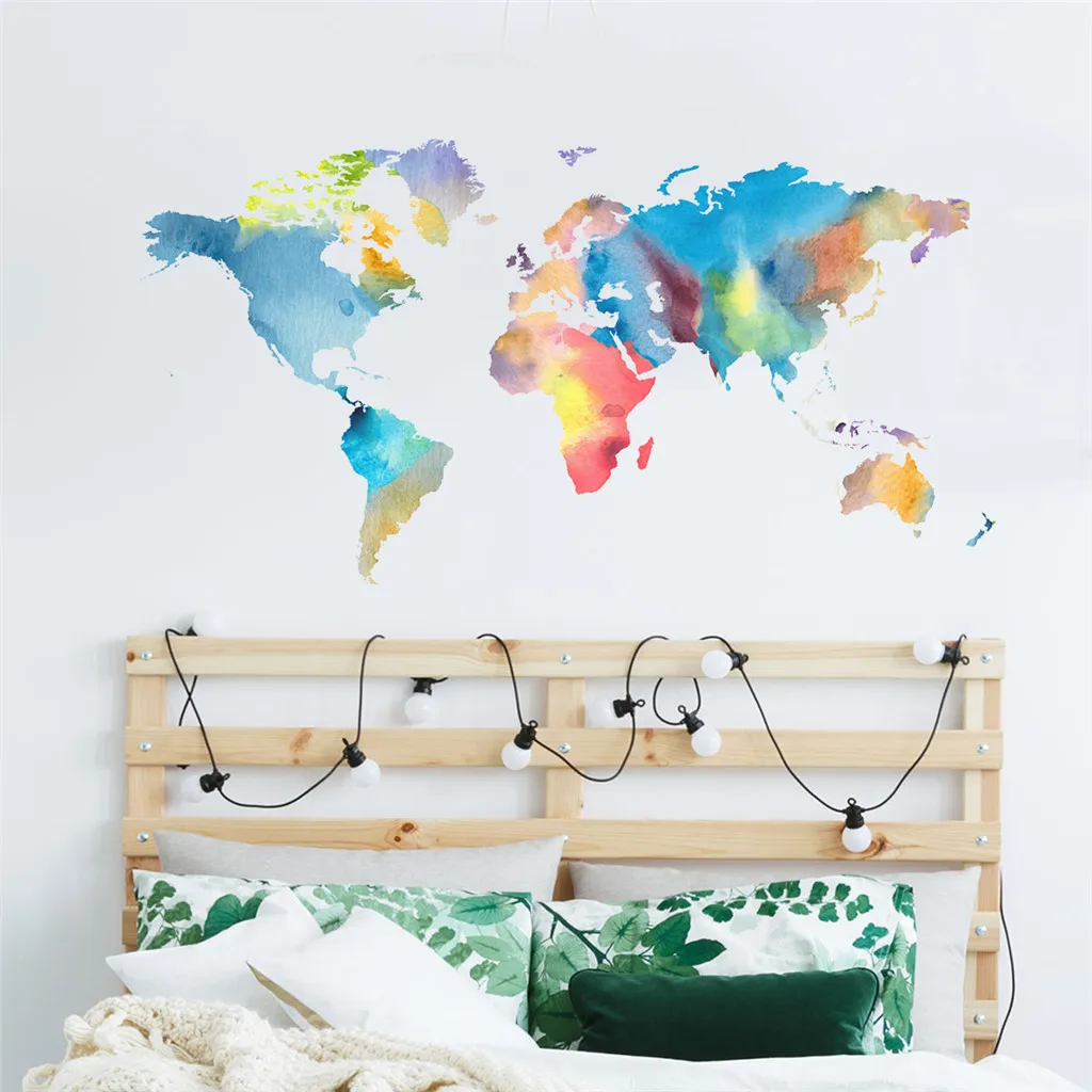 Настенная Наклейка, мобильная креативная цветная карта мира, прикрепленная к декоративной стене, окно, украшение для дома, декор для гостиной, 8 мая