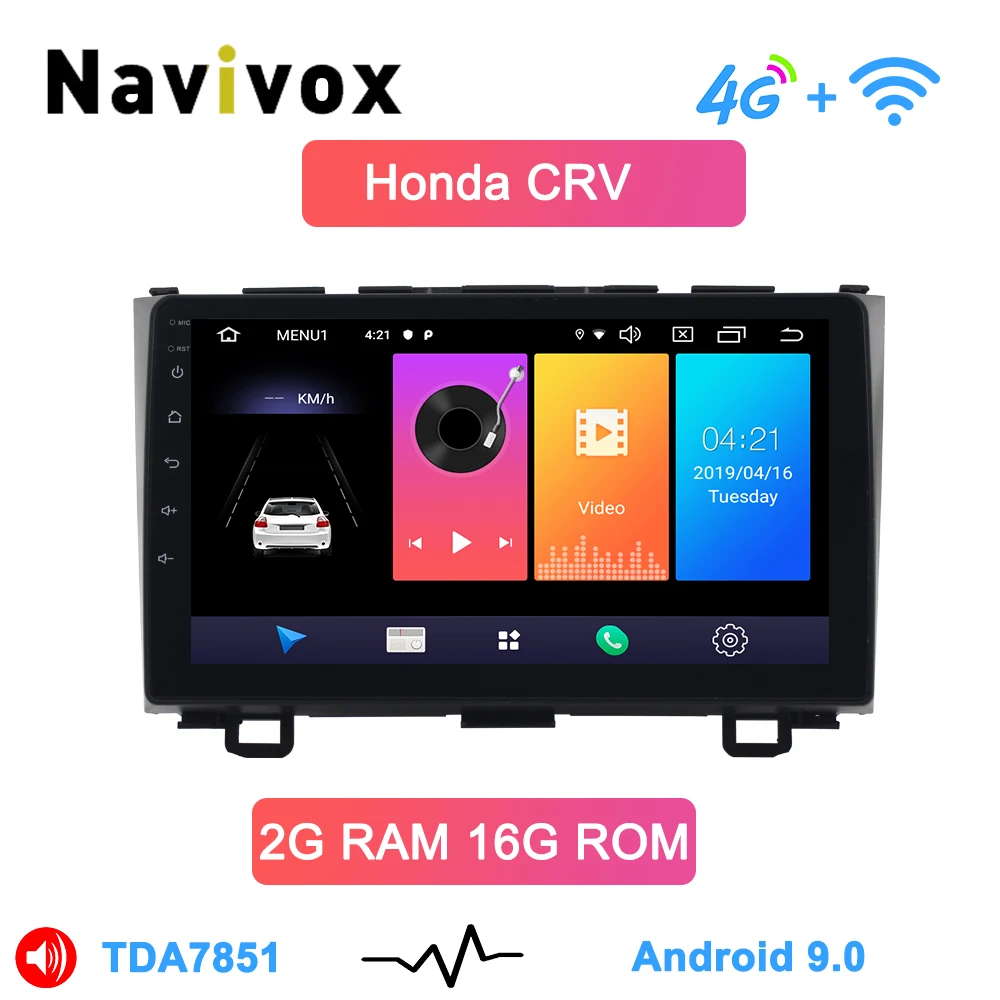 

Navivox 2G+48G Android 9.0 4G Car Radio Multimedia Audio Player Navi GPS 2 Din For Honda CRV 3 2006 2007 2008 2009 -2011 DVD