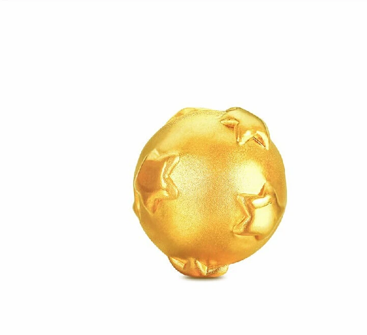 

2015 Summer Solid 999 24K Yellow gold Round Beads Pendant