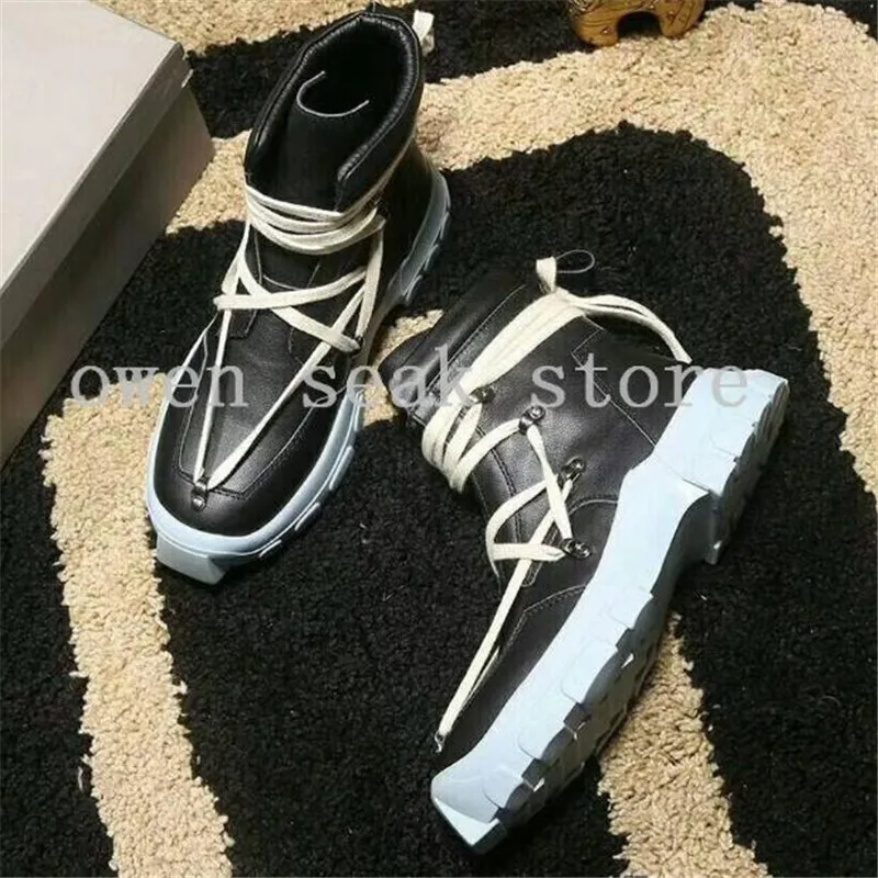Zip Homens Genuíno Luxo Couro Formadores Seak up Alta prata Pretos De 2018 Boots Sapatos Owen Botas top Casuais Plana Ankle zip zip Sapatilha Lace Preto xUpqCwf