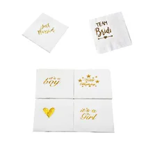 5Pcs/pack Wedding Table Decoration Team Bride Decoupage Paper Napkin Baby Shower Boy Girl Birthday Party Decorations Supplies