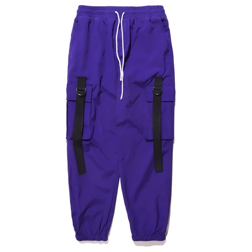 VFIVEUNFOUR, брюки карго, спортивные брюки с карманами, с боковыми лентами, мешковатые шаровары, штаны для бега, уличная одежда, спортивные штаны для мужчин, Harajuku - Цвет: Фиолетовый