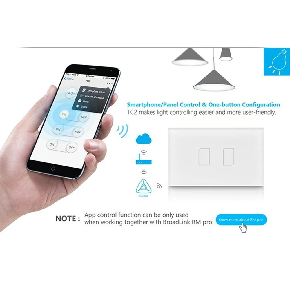 Broadlink умный дом TC2 WiFi переключатель работает для Alexa Google Home US стандартная