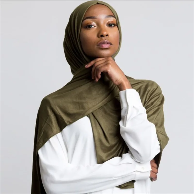 women plain bubble cotton jersey scarf Head hijab wrap solid color headband shawls foulard femme muslim hijabs store