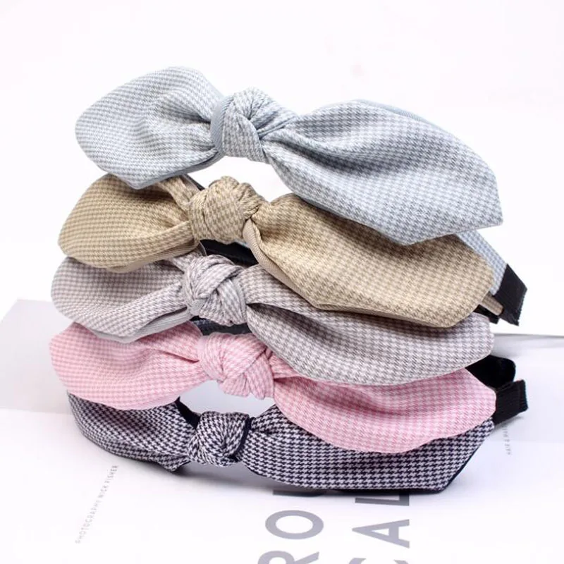 

10pcs/lot Fashion Jewelry Girls Hairbands Plaid Rabbit Ears More Colors Headwear Hair Accessories For Women