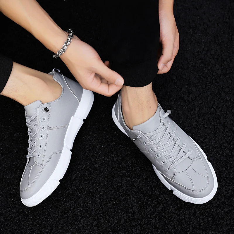 Chaussures Shoes Casual Plat vulcanize Hommes De slip Étudiants Dentelle Vulcaniser Léger Cuir En Sneakers up Non Vulcanize Shoes Mode Respirant Aptesol YfRqq