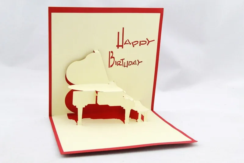 Пианино поздравительную открытку/3D Киригами открытка/ручной работы поздравительные открытки с днем рождения, день