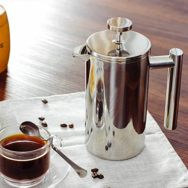 Кофейник, френч-пресс, лучший двухстенный кофейник из нержавеющей стали, изолированный кофе чайник, горшок, дающий один фильтры