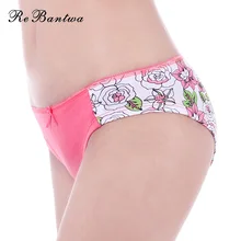 Rebantwa Women Underwear Cotton Sexy Panties Plus Size Female Floral Printed Briefs Ladies Knickers Sexy Lingerie