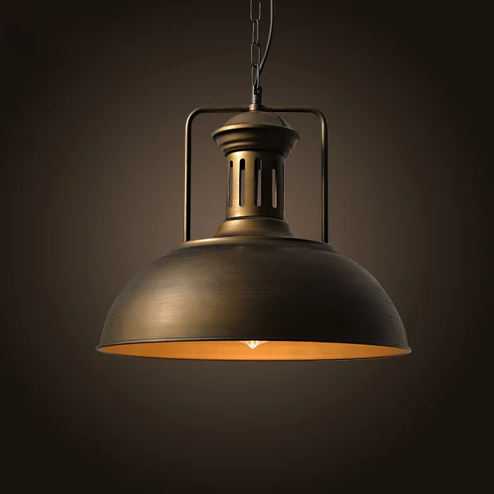 Винтаж Ретро Pandant свет светодиодный Утюг промышленных кулон лампа, подвесной светильник для освещение для дома, ресторана светильники Avize E27 110 V 220 V - Цвет корпуса: A Dark Gold 42cm