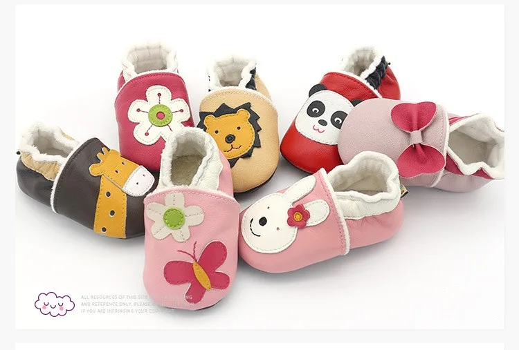 Милые Животные узоры детская обувь из натуральной кожи плюшевая подкладка детские мокасины Нескользящие Детские кроватки обувь 8 цветов