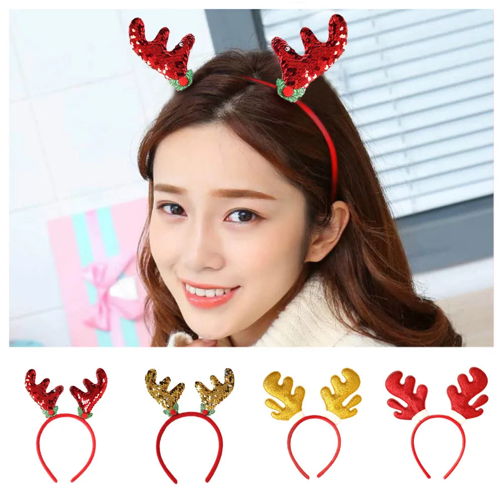 Hot Christmas Headband Santa Xmas Party Decor Double Hair Band Clasp