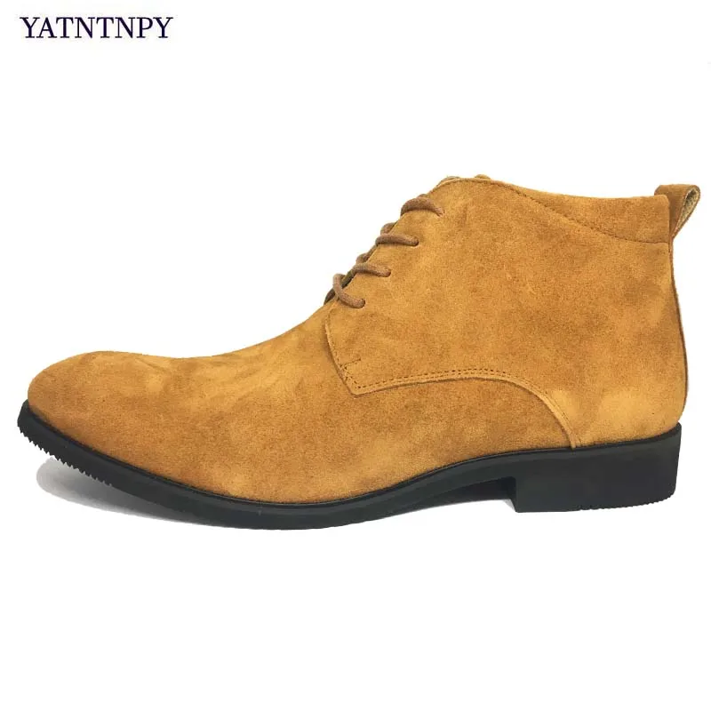 Clássico Masculina Couro Para Martin yellow Casual Black Genuíno Oxfords Bota De Camurça Yatntnpy Moda Homem Homens Botas Britânico gray Estilo Caz6qx