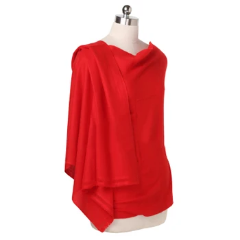 

100%Cashmere Scarf Women Red Wrap Solid High Quality Natural Fabric Extra Soft and Warm 9-15Days Delivered