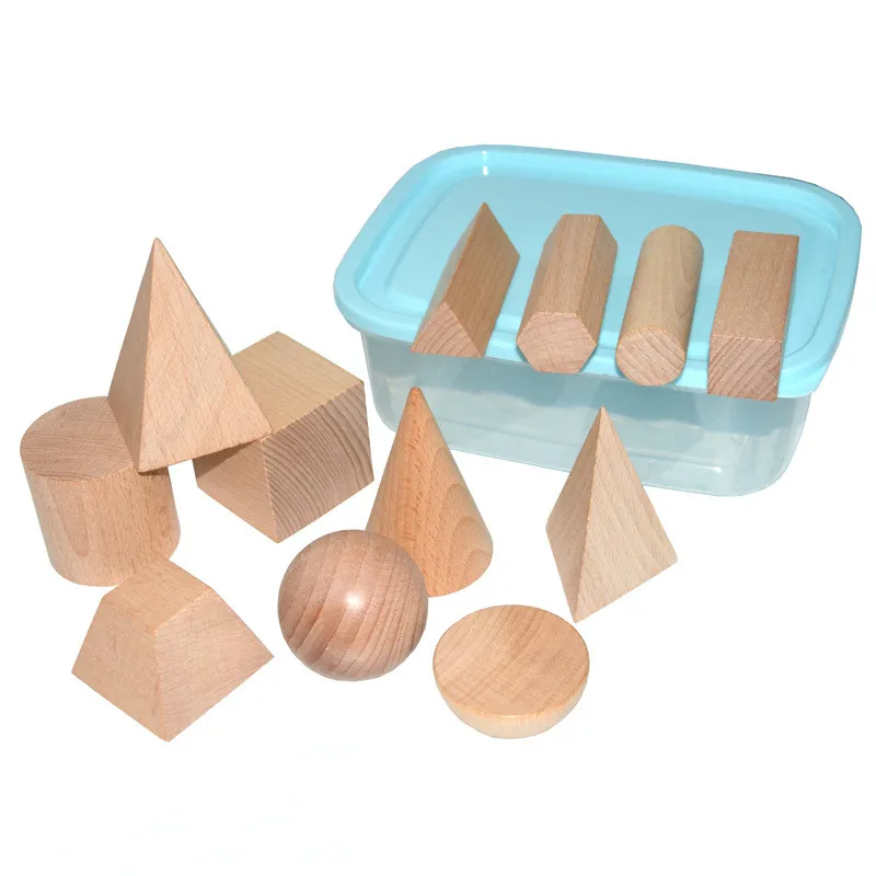 

Wooden solid geometry building blocks kindergarten geometry teaching aids
