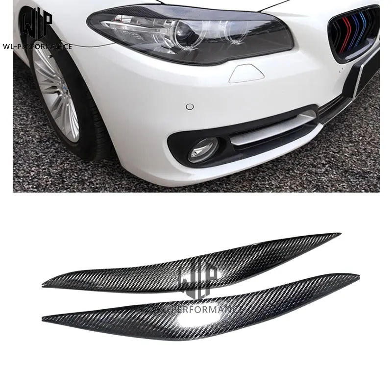 

5 series Carbon Fiber Front Lamp Eyebrow Sticker Trim Cover Headlight Eyelid car body kit for BMW F10 F18 11-17 car styling