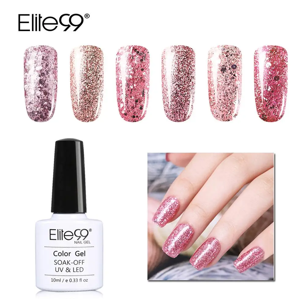 

Elite99 10ml UV Gel Nail Polish Rose Gold Glitter Sequins Soak Off Nude Soak Off Gel Nail Polish Vernis Semi Permanent Gellak