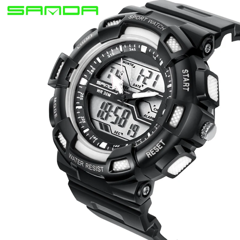 Multifunction waterproof dual display LED digital man's outdoor sport watch shock resistant couples watch