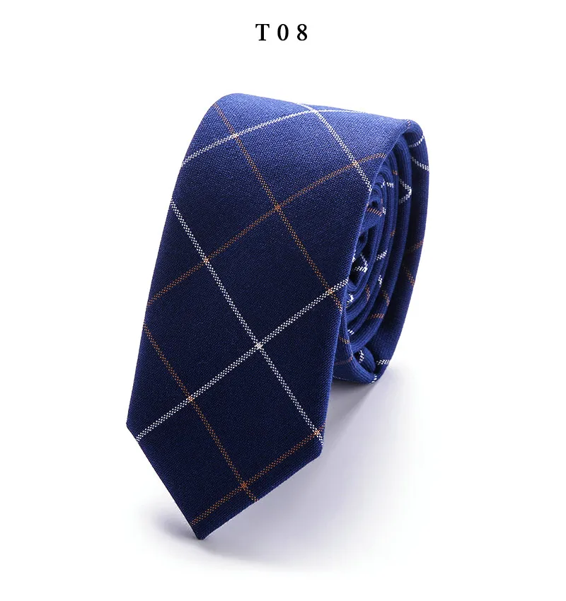 40 цветов, роскошные хлопковые галстуки для мужчин, ширина 6 см, новинка, фирменный тонкий галстук, клетчатый Свадебный однотонный красный черный серый хлопковый дизайнерский галстук - Цвет: T8