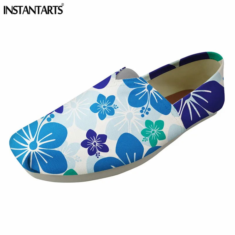 

INSTANTARTS Stylish Floral Printing Women Casual Flat Shoes Summer Breathable Canvas Loafer Shoes Female Zapatos Mujer Lazy Shoe