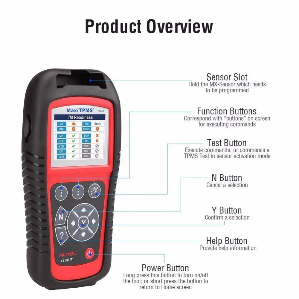 AUTEL TS601 MaxiTPMS инструмент OBD2 сканер считыватель кода датчик переобучения сброс автомобильной активации ECU перепрограммирование диагностический инструмент