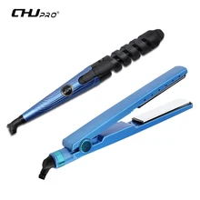 CHJ Professional 2 in 1 Hair Straightener Nano Titanium Plate hair Straightener Curler Chapinha Flat Iron Salon Hair Iron Styler loof jr 198 1 mini hair styler straightener pink
