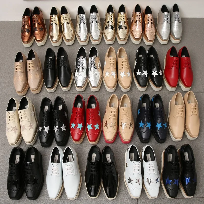 

13 styles brand stella wedges platform shoes 1:1 high platform single ankle shoes height Increasing Lace Up Stars Shoes women's