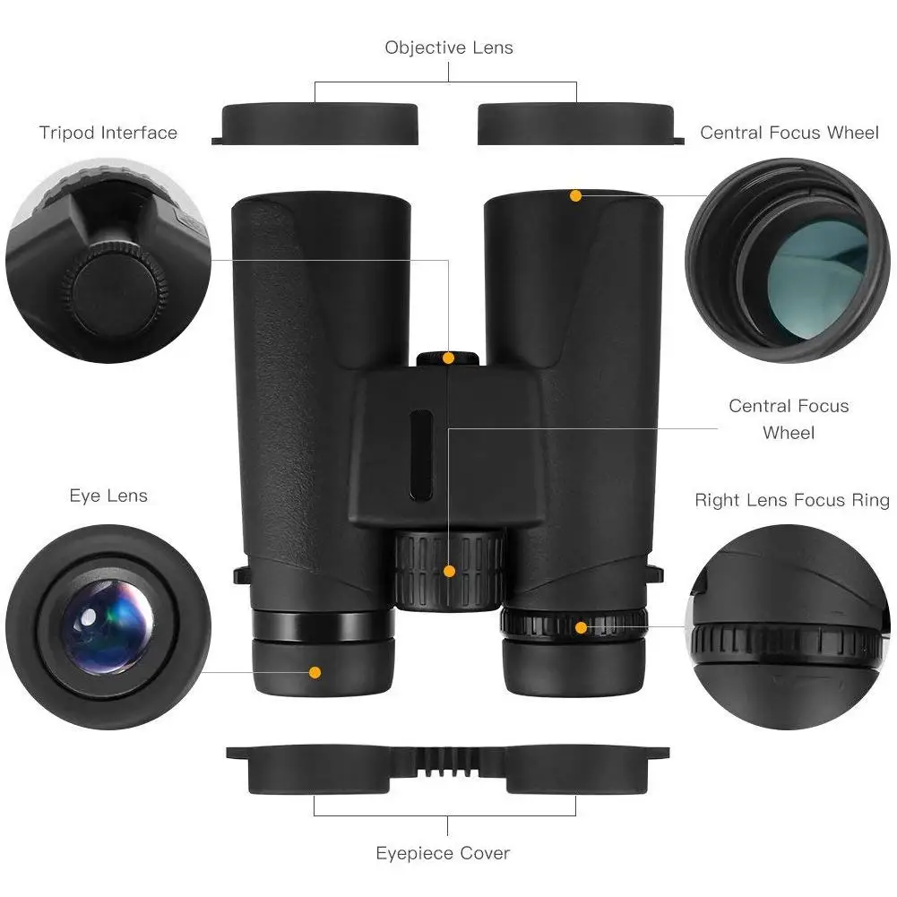 Yfashion HD Binoculars Compact Binoculars for Bird WatchingHuntingSports EventsTravelling with Smart Phone Connection Clip