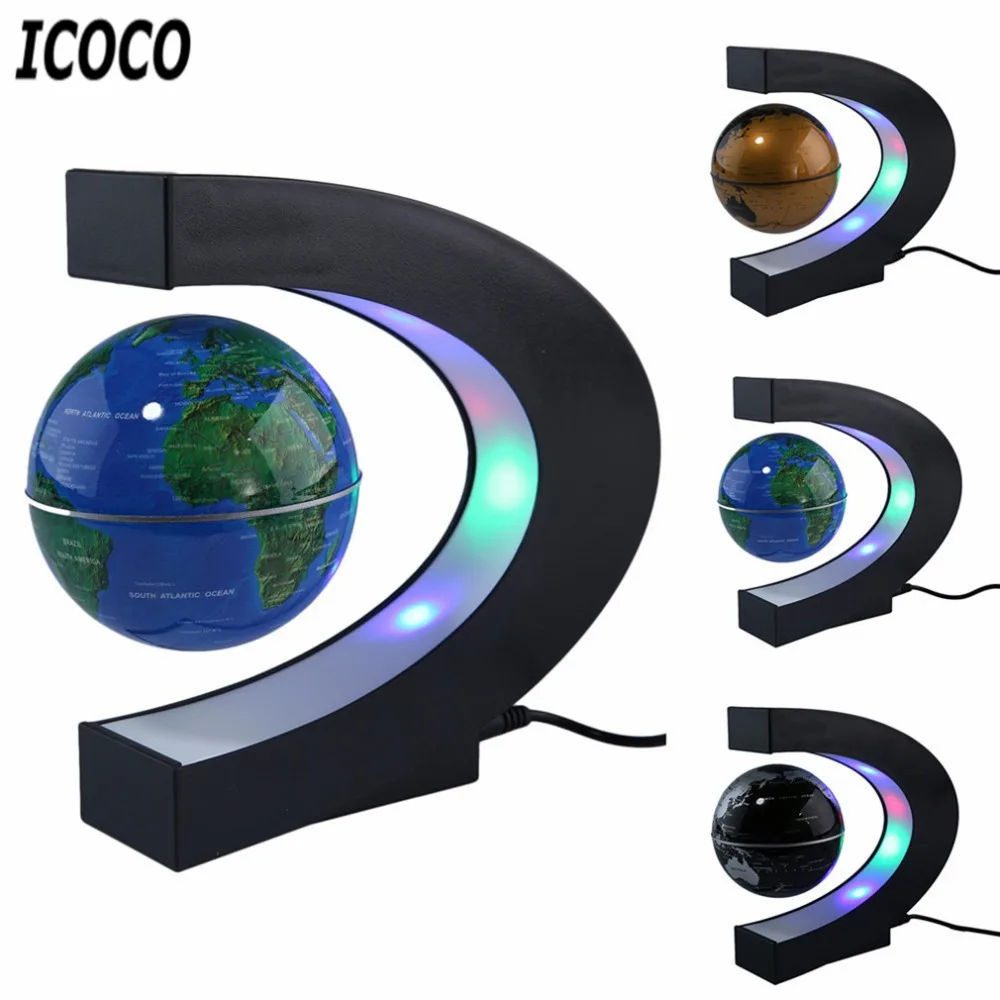 ICOCO светодиодный, Карта мира, магнитная левитация, Плавающий глобус, домашняя электронная антигравитационная лампа, новинка, шар, светильник, украшение на день рождения