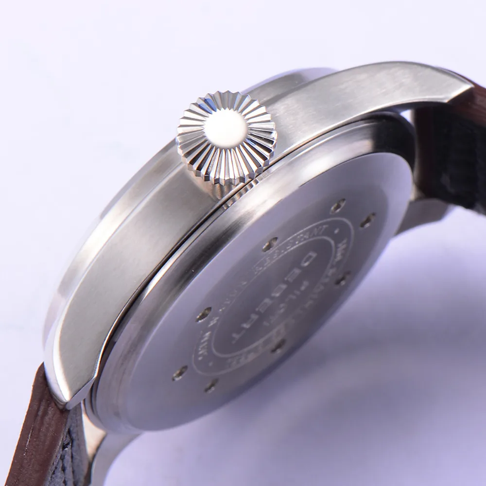 Deberg 42 мм черный циферблат сапфировое стекло кожаный ремешок автоматические часы мужские