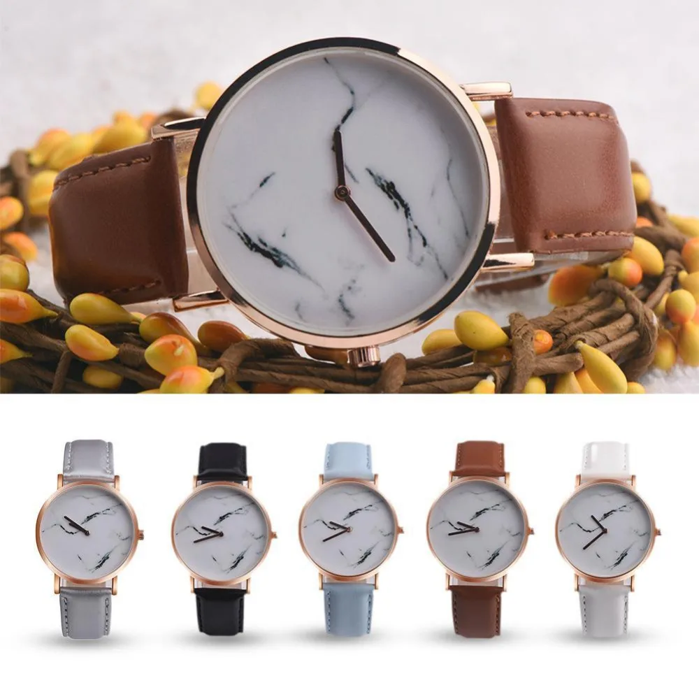 

Simple Style Marble Watches Hot New Fashion Marbling Stripe Creative Quartz Watch Men Women Wristwatches Genuine Leather Clock