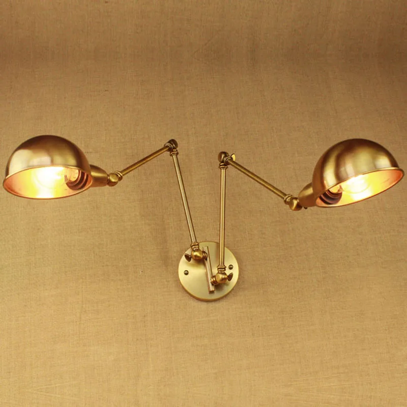 

Double headed iron western restaurant bedroom cafe wall lamp American country personality originality simple study wall lamp