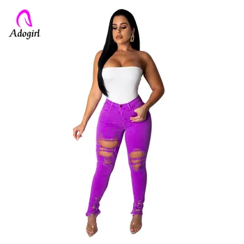 

Blue Zip Fly Distressed Crisscross Knot Skinny Jeans Woman Spring Summer High Waist Cargo Jeans Stretchy Denim Ladies Trousers