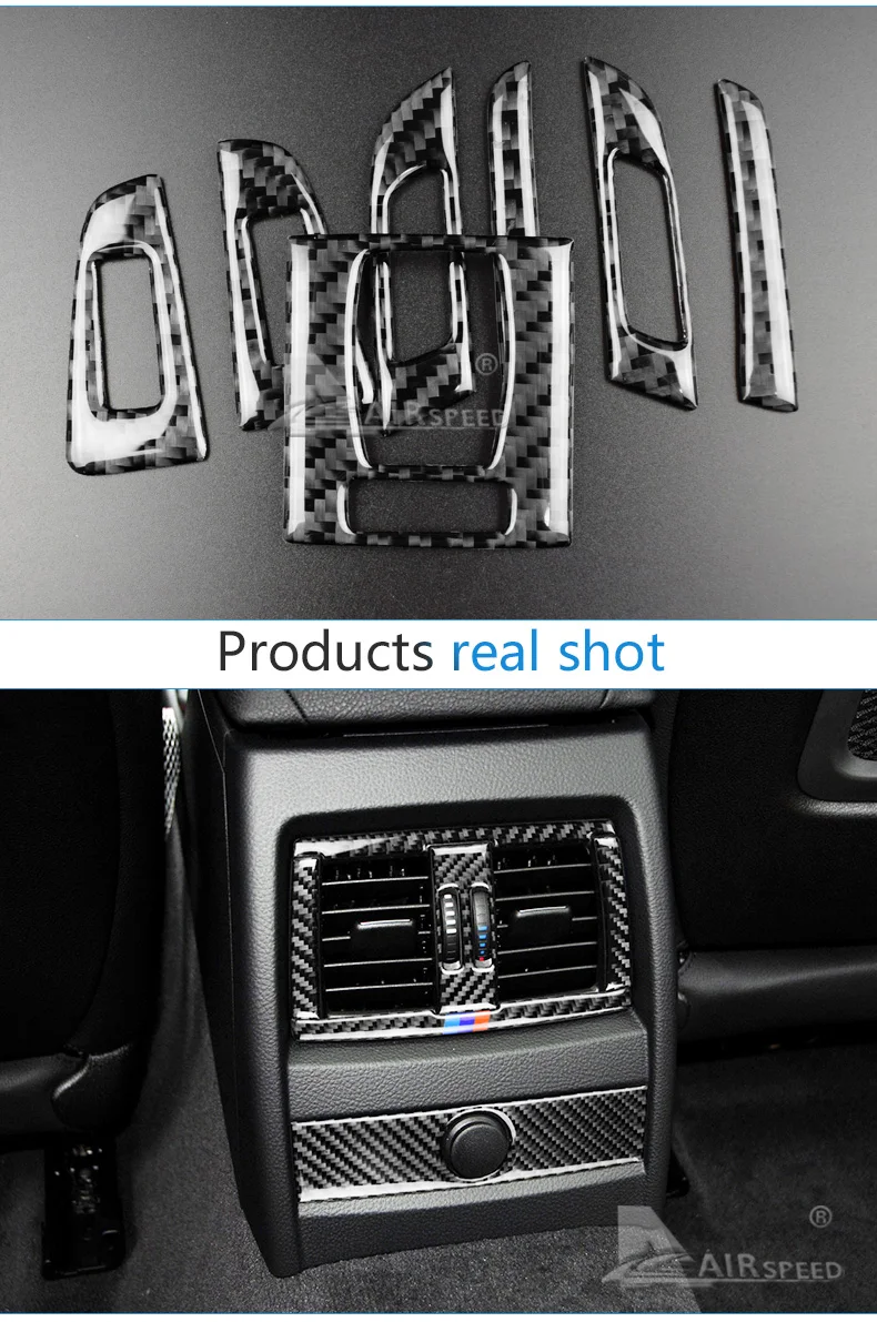 Carbon Fiber Car Center Console Air Outlet Frame Air Conditioning Vent Trim Sticker Styling for BMW F30 F34 Accessories (5)