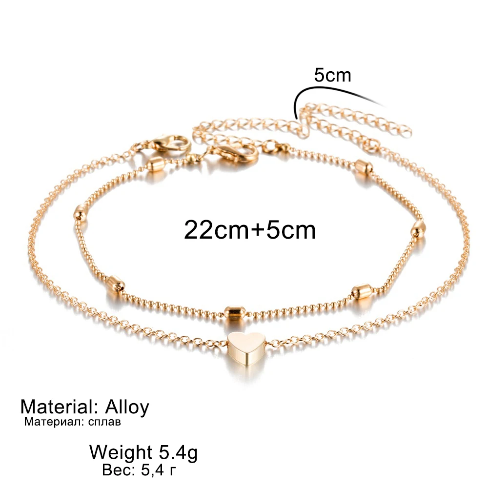 KISSWIFE Heart Female Anklets Barefoot Crochet Sandals Foot Jewelry Leg New Anklets On Foot Ankle Bracelets For Women Leg Chain - Image 3